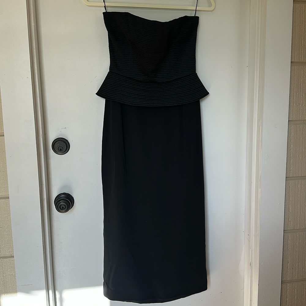 Richard Tyler Couture Black Strapless Moto midi Corset Dress Womens Size 6